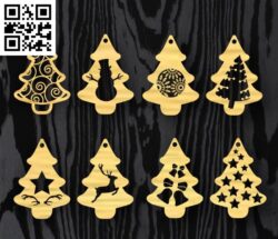 Christmas tree Gift Tags E0018232 file cdr and dxf free vector download for laser cut