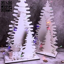 Christmas trees and deer E0018296 file cdr and dxf free vector download for Laser cut