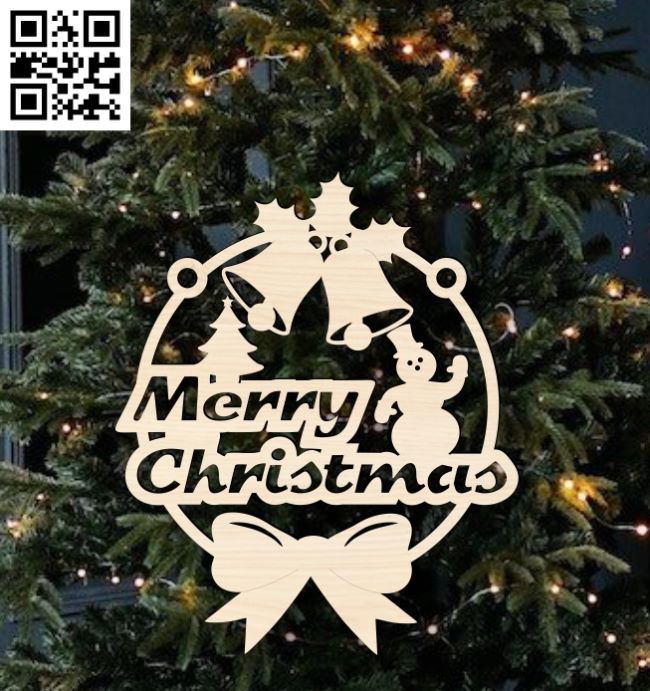 Christmas wreath E001826̉ file cdr and dxf free vector download for laser cut