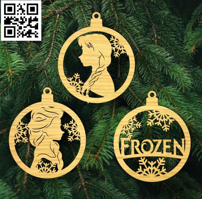Frozen Christmas ball E0018149 file cdr and dxf free vector download for laser cut