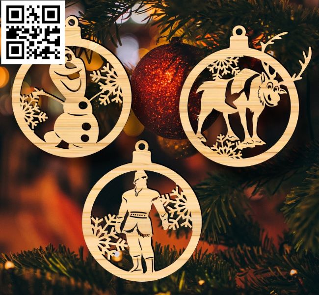 Frozen Christmas ball E0018150 file cdr and dxf free vector download for laser cut