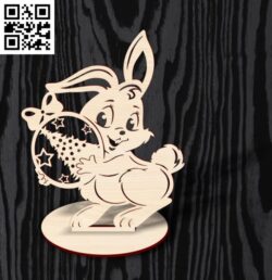 Rabbit with Christmas E0018278 file cdr and dxf free vector download for laser cut