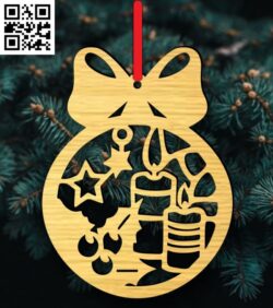 Christmas ball E0018270 file cdr and dxf free vector download for laser cut