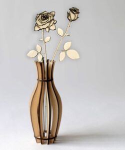 Rose with vase E0018404 file cdr and dxf free vector download for laser cut
