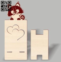 Cat phone stand E0018358 file cdr and dxf free vector download for laser cut