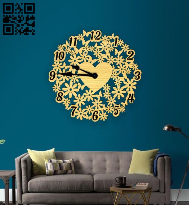 Clock E0018441 file cdr and dxf free vector download for Laser cut