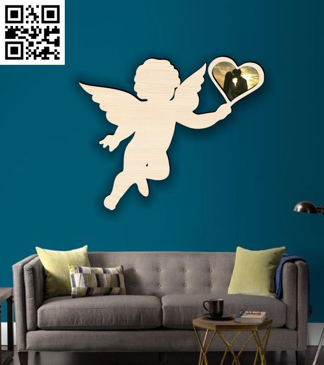 Cupid photo frame E0018363 file cdr and dxf free vector download for laser cut