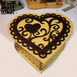 Heart box E0018432 file cdr and dxf free vector download for Laser cut
