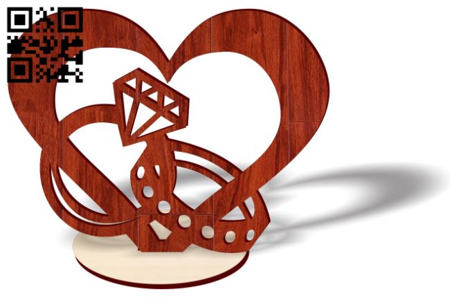 Heart with wedding ring E0018460 file cdr and dxf free vector download for laser cut