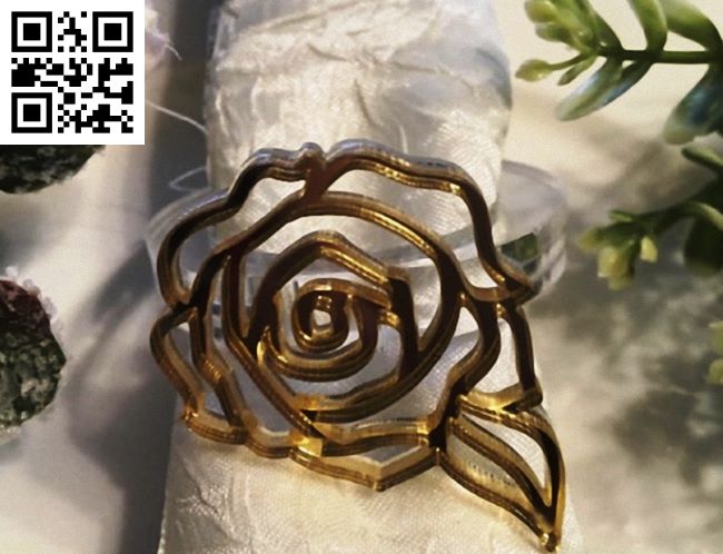 Rose napkin ring holder E0018349 file cdr and dxf free vector download for Laser cut