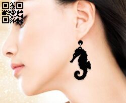 Seahorse earring E0018412 file cdr and dxf free vector download for Laser cut plasma