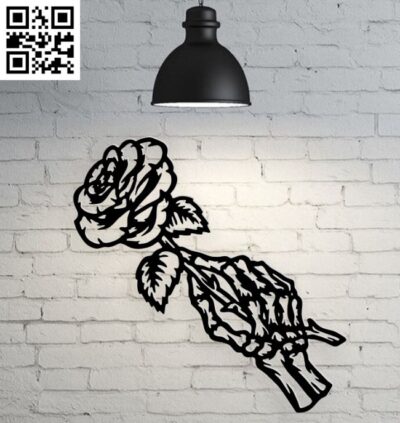 Skeleton with rose E0018371 file cdr and dxf free vector download for laser cut plasma