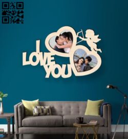 Valentine photo frame E0018410 file cdr and dxf free vector download for Laser cut