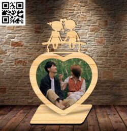 Valentine photo frame E0018421 file cdr and dxf free vector download for Laser cut