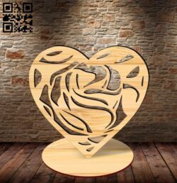 Heart with rose E0018436 file cdr and dxf free vector download for Laser cut