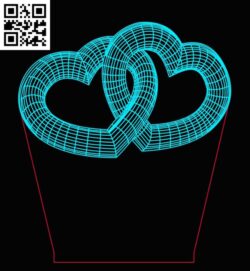 3D illusion led lamp Heart E0018501 free vector download for laser engraving machine