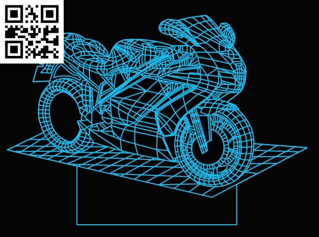 3D illusion led lamp Motorcycle E0018504 free vector download for laser engraving machine