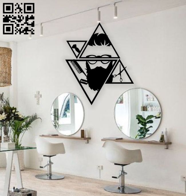 Barber shop wall decor E0018488 file cdr and dxf free vector download for laser cut plasma