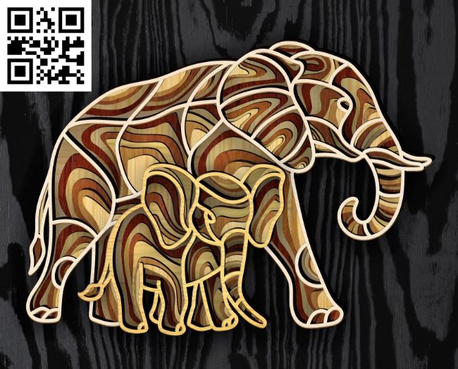 Elephants multilayer E0018609 file cdr and dxf free vector download for laser cut
