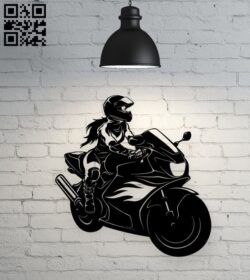 Woman with motorcycle E0018570 file cdr and dxf free vector download for laser cut plasma