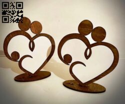 Heart with family symbol E0018520 file cdr and dxf free vector download for laser cut