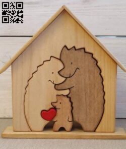 Hedgehog family E0018659 file cdr and dxf free vector download for cnc cut