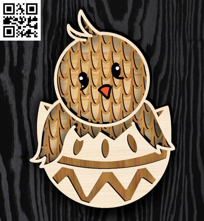 Layered Easter chick E0018603 file cdr and dxf free vector download for laser cut