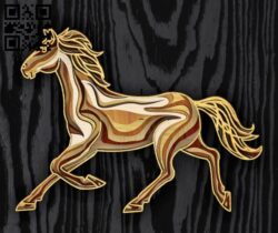 Multilayer galloping horse E0018630 file cdr and dxf free vector download for laser cut