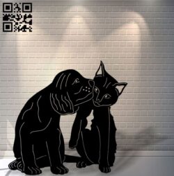 Puppy kissing Kitten E0018596 file cdr and dxf free vector download for laser cut plasma