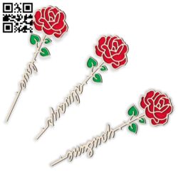 Rose with words E0018489 file cdr and dxf free vector download for laser cut