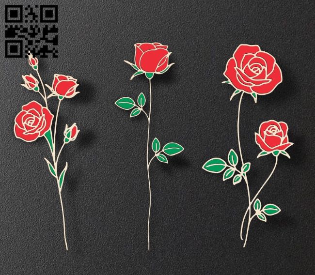 Roses E0018553 file cdr and dxf free vector download for laser cut