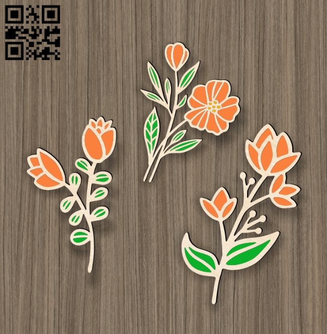 Flowers E0018510 file cdr and dxf free vector download for laser cut plasma