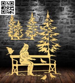 Winter scene E0018487 file cdr and dxf free vector download for laser cut plasma