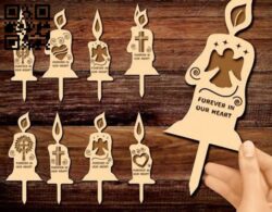 Wooden grave candles E0018567 file cdr and dxf free vector download for laser cut