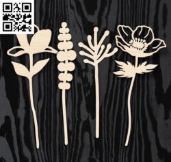 Plywood flowers E0018704 file cdr and dxf free vector download for laser cut
