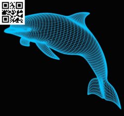 3D illusion led lamp Dolphin E0018913 free vector download for laser engraving machine