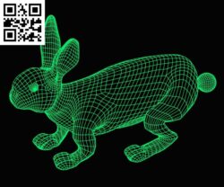 3D illusion led lamp rabbit E0018915 free vector download for laser engraving machine