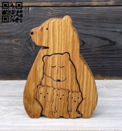 Bear family E0018696 file cdr and dxf free vector download for cnc cut