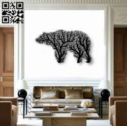 Bear with tree E0018782 file cdr and dxf free vector download for laser cut plasma