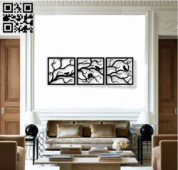 Bird on the branch panel E0018756 file cdr and dxf free vector download for laser cut plasma