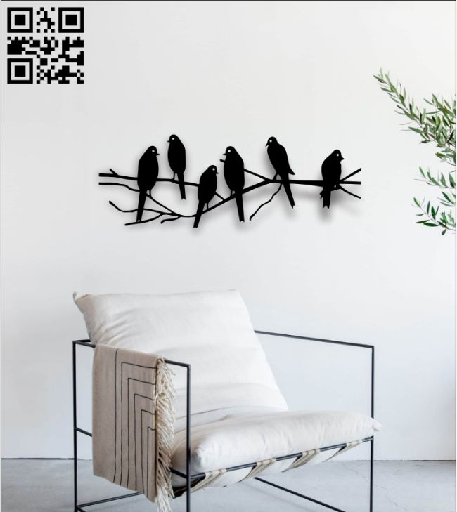 Birds on the branch E0018778 file cdr and dxf free vector download for laser cut plasma