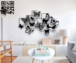 Butterflies wall decor E0018750 file cdr and dxf free vector download for laser cut plasma