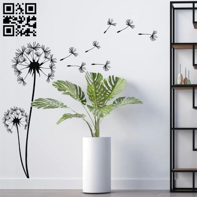 Dandelion wall decor E0018715 file cdr and dxf free vector download for laser cut
