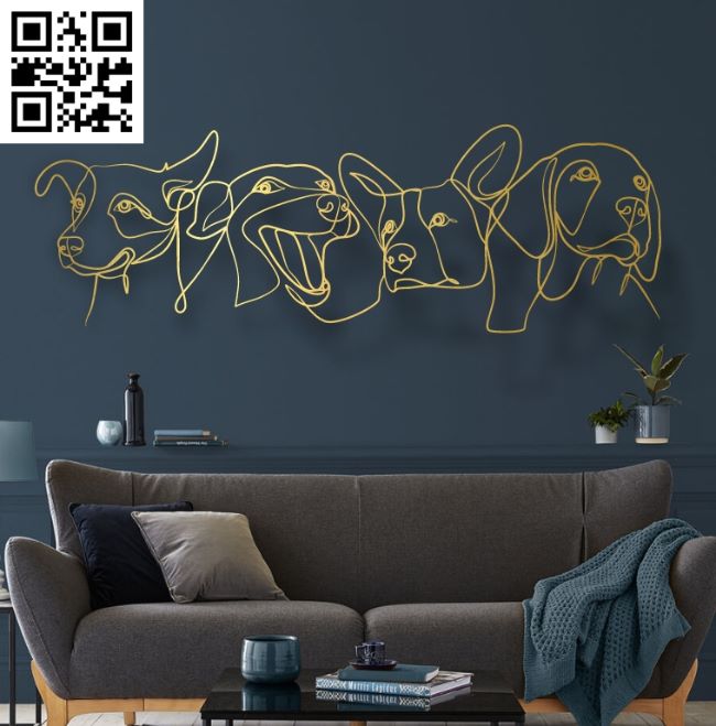 Dogs line art E0018924 free vector download for laser cut plasma