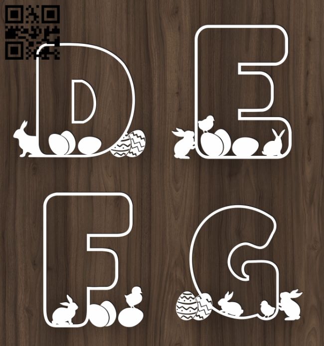 Easter Bunny Alphabet E0018708 file cdr and dxf free vector download for laser cut