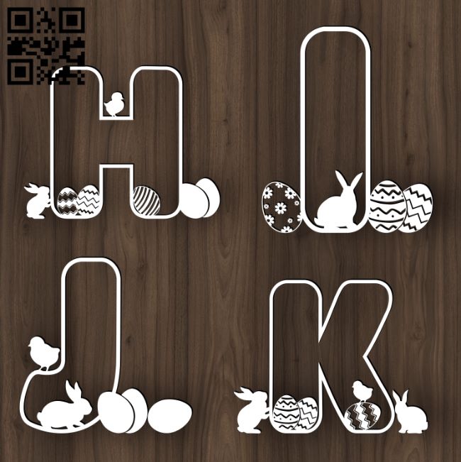 Easter Bunny Alphabet E0018709 file cdr and dxf free vector download for laser cut
