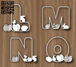 Easter Bunny Alphabet E0018742 file cdr and dxf free vector download for laser cut
