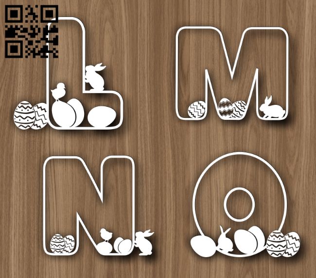 Easter Bunny Alphabet E0018742 file cdr and dxf free vector download for laser cut