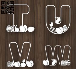 Easter Bunny Alphabet E0018826 file cdr and dxf free vector download for laser cut