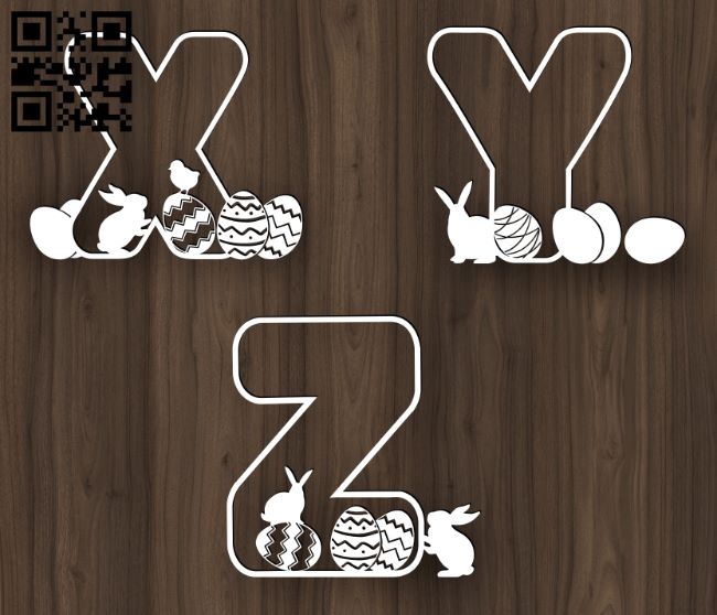 Easter Bunny Alphabet E0018827 file cdr and dxf free vector download for laser cut